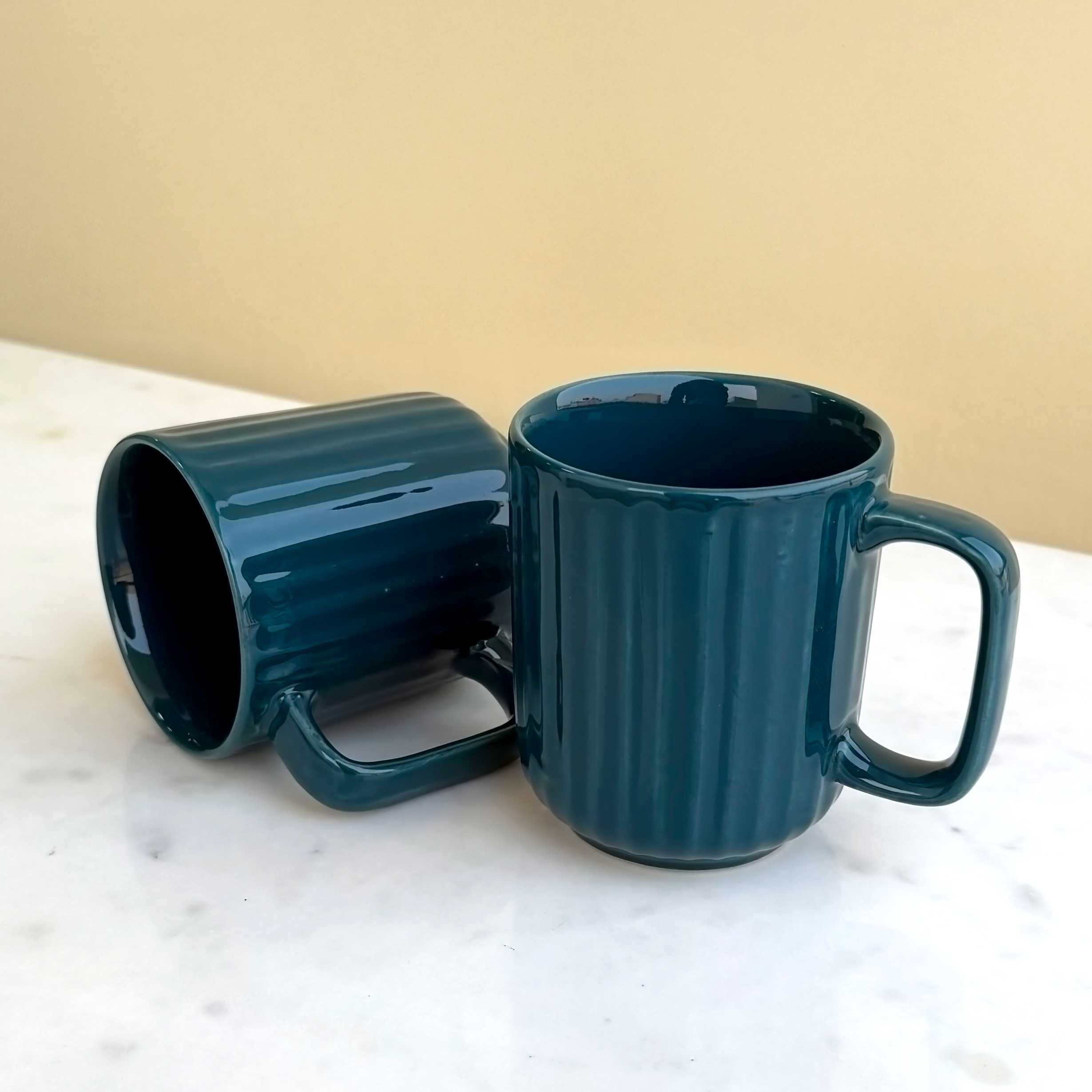 Teal Ceramic Coffee Mug Pair