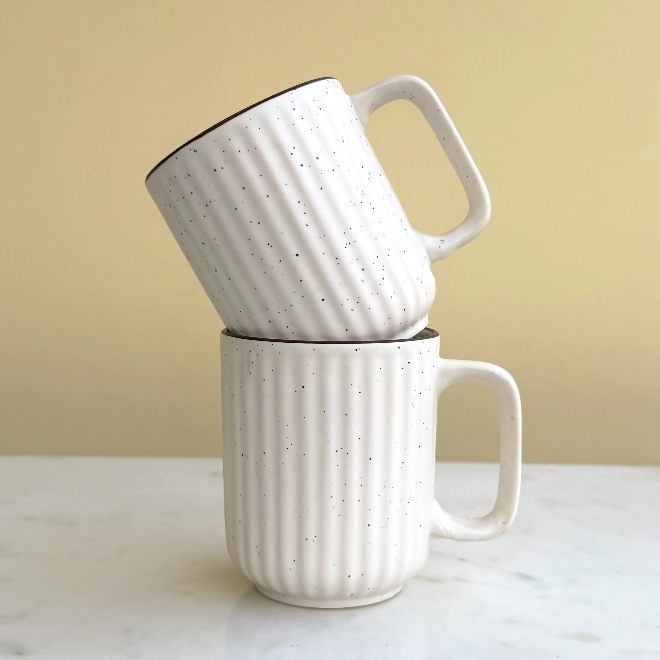 White Ceramic Coffee Mug Pair