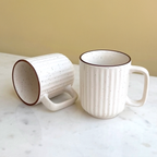 White Ceramic Coffee Mug Pair