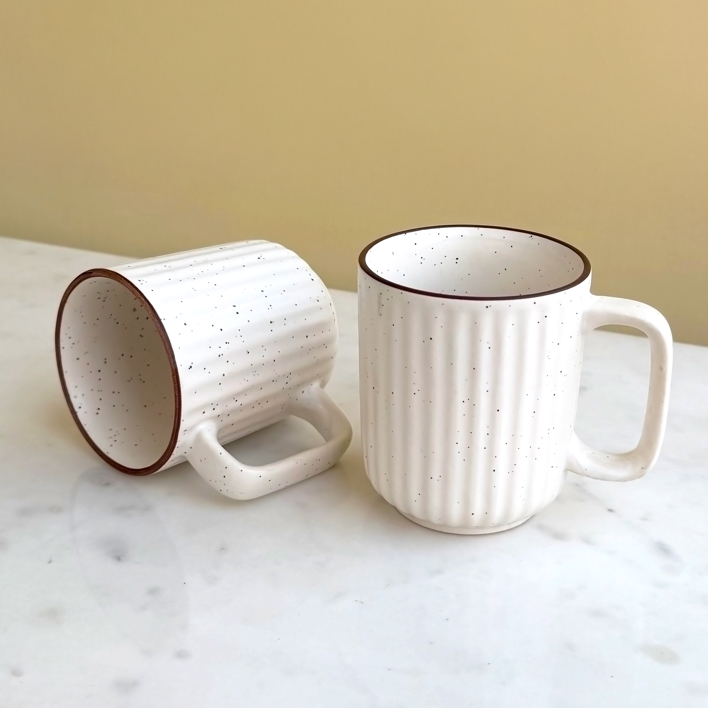 White Ceramic Coffee Mug Pair