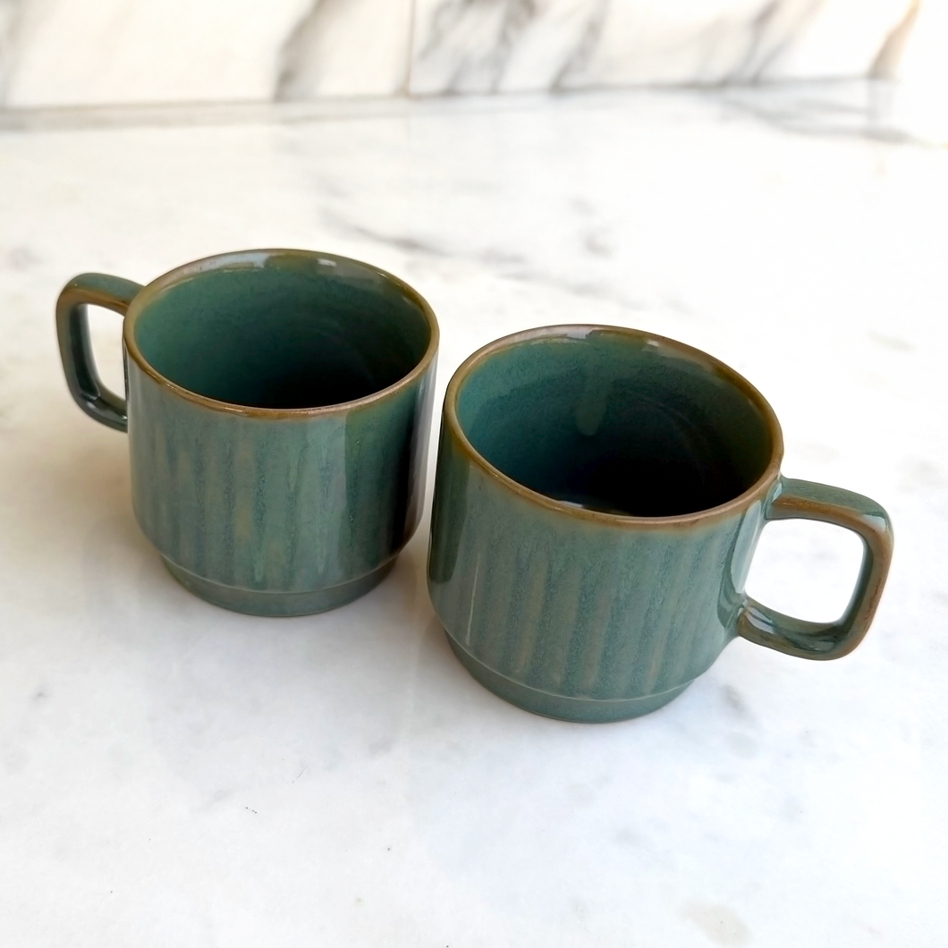 Green Ceramic Cups Set of 6 | Casa Kriti