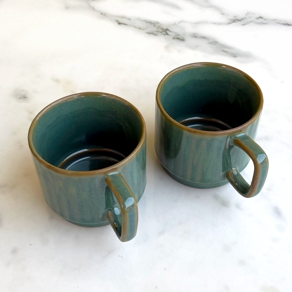 Green Ceramic Cups Set of 6