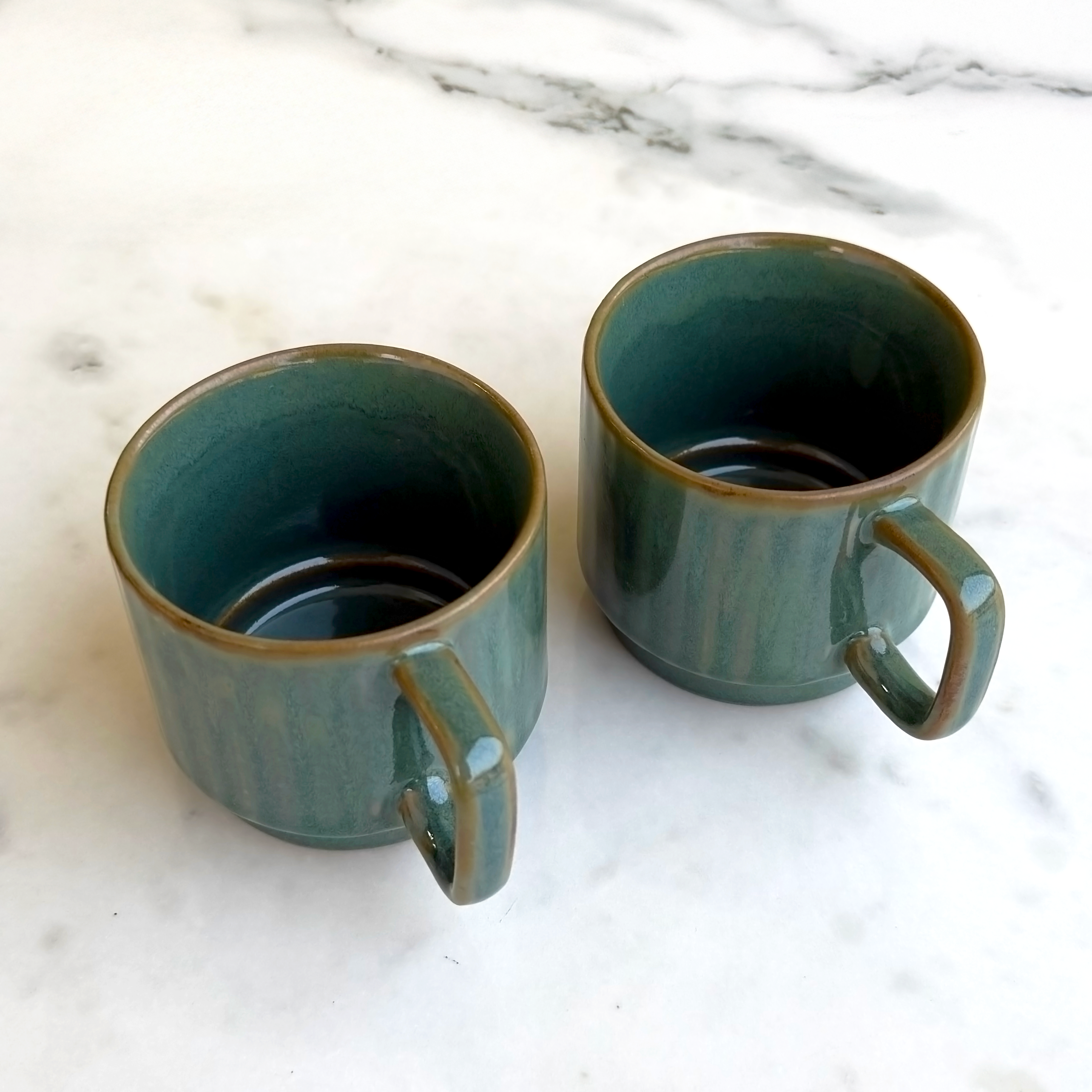 Green Ceramic Cups Set of 6