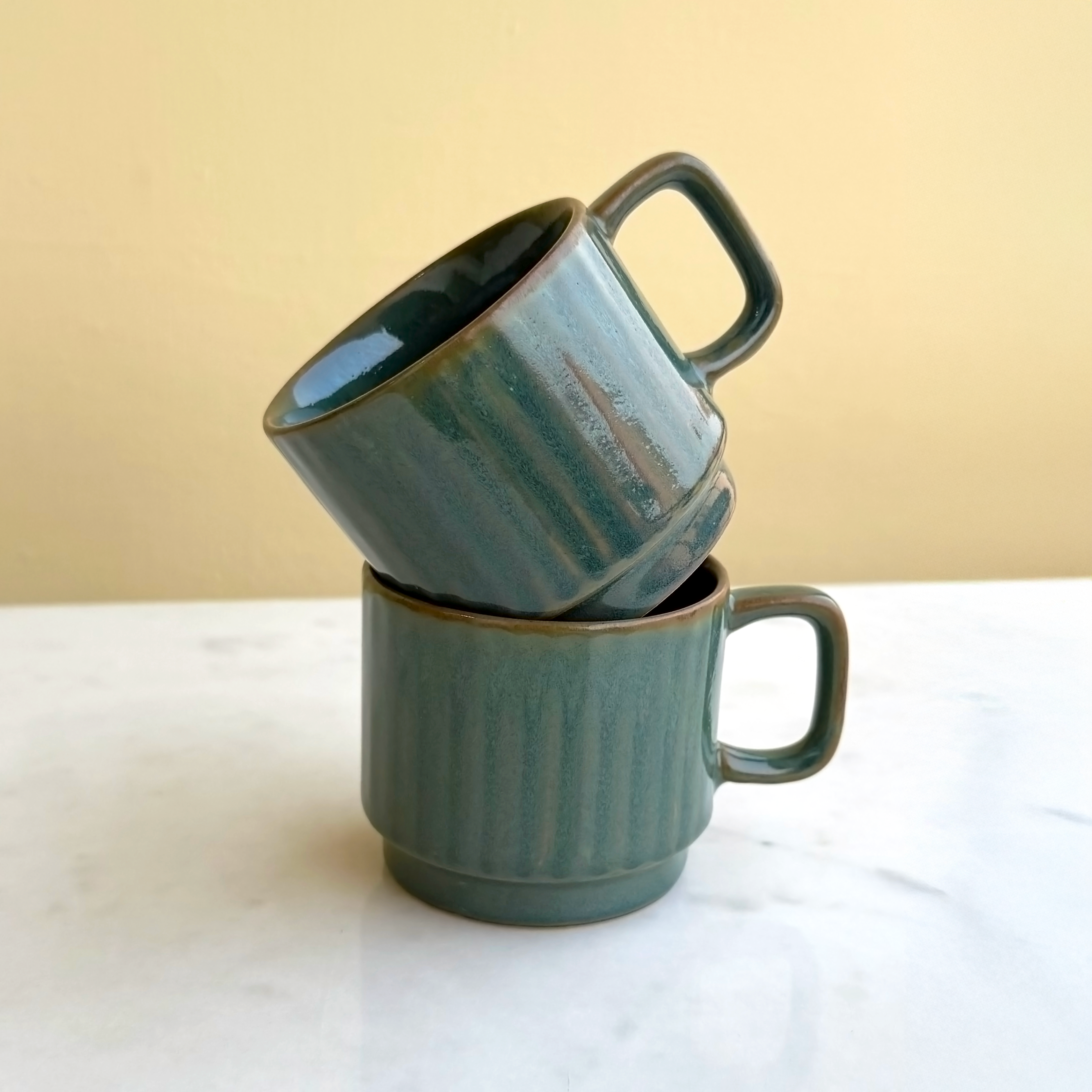 Green Ceramic Cups Set of 6
