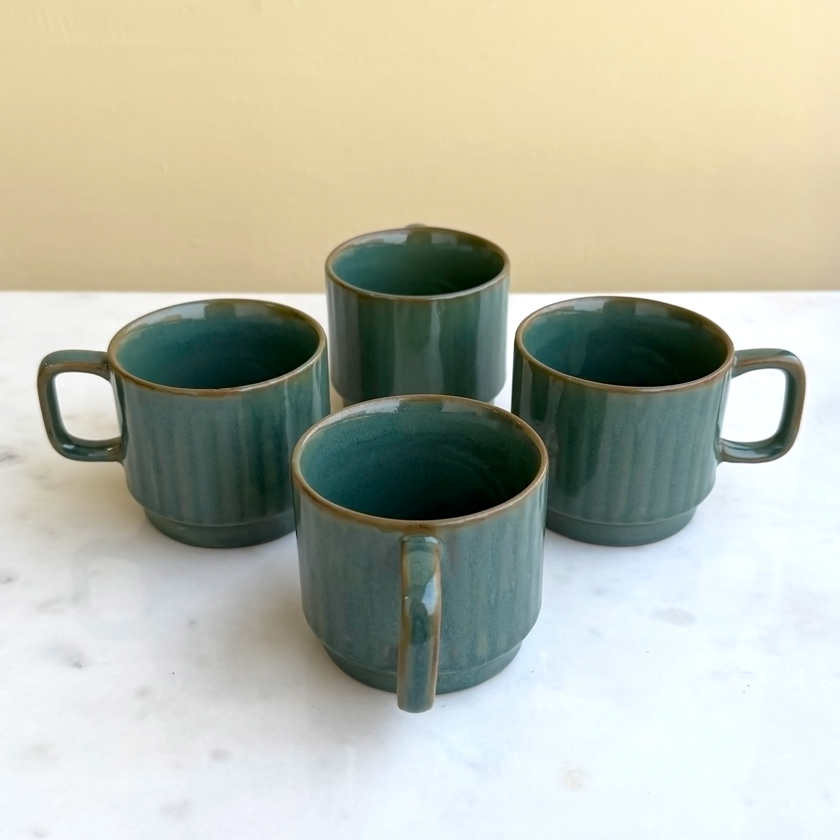 Green Ceramic Cups Set of 6