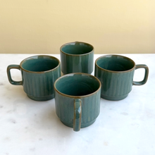 Load image into Gallery viewer, Green Ceramic Cups Set of 6 | Casa Kriti
