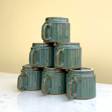 Load image into Gallery viewer, Green Ceramic Cups Set of 6 | Casa Kriti
