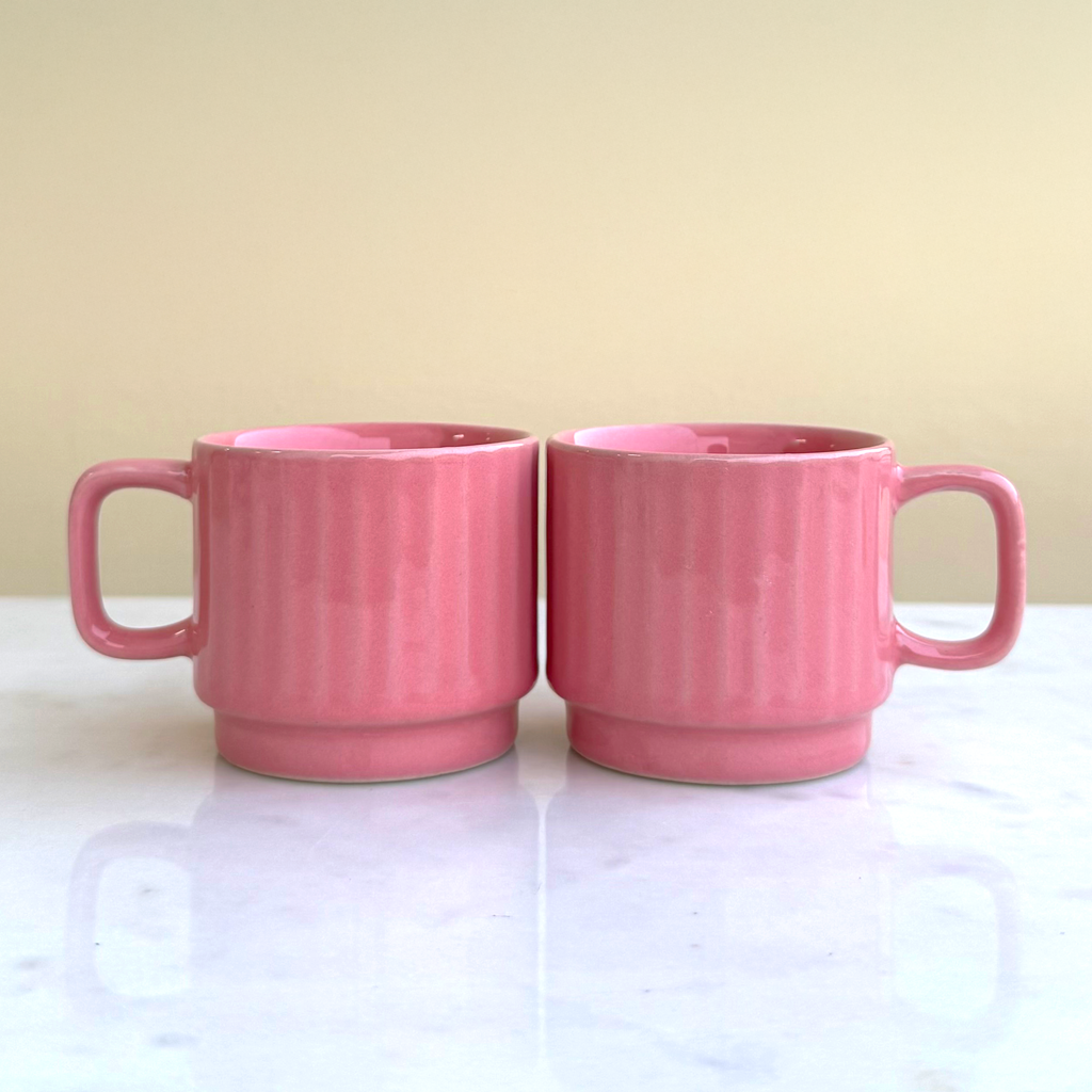 Pink Ceramic Cups Set of 6