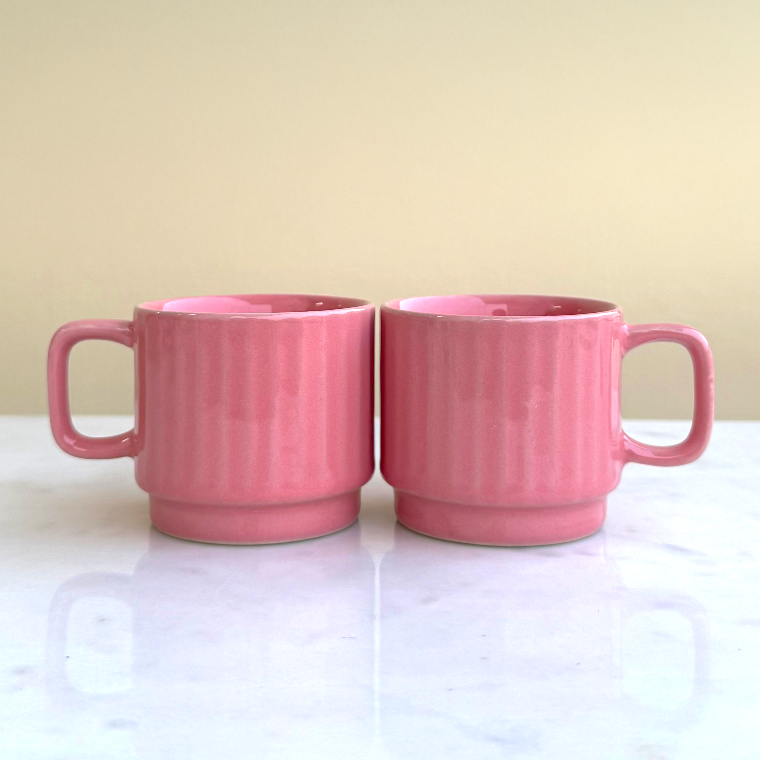 Pink Ceramic Cups Set of 6