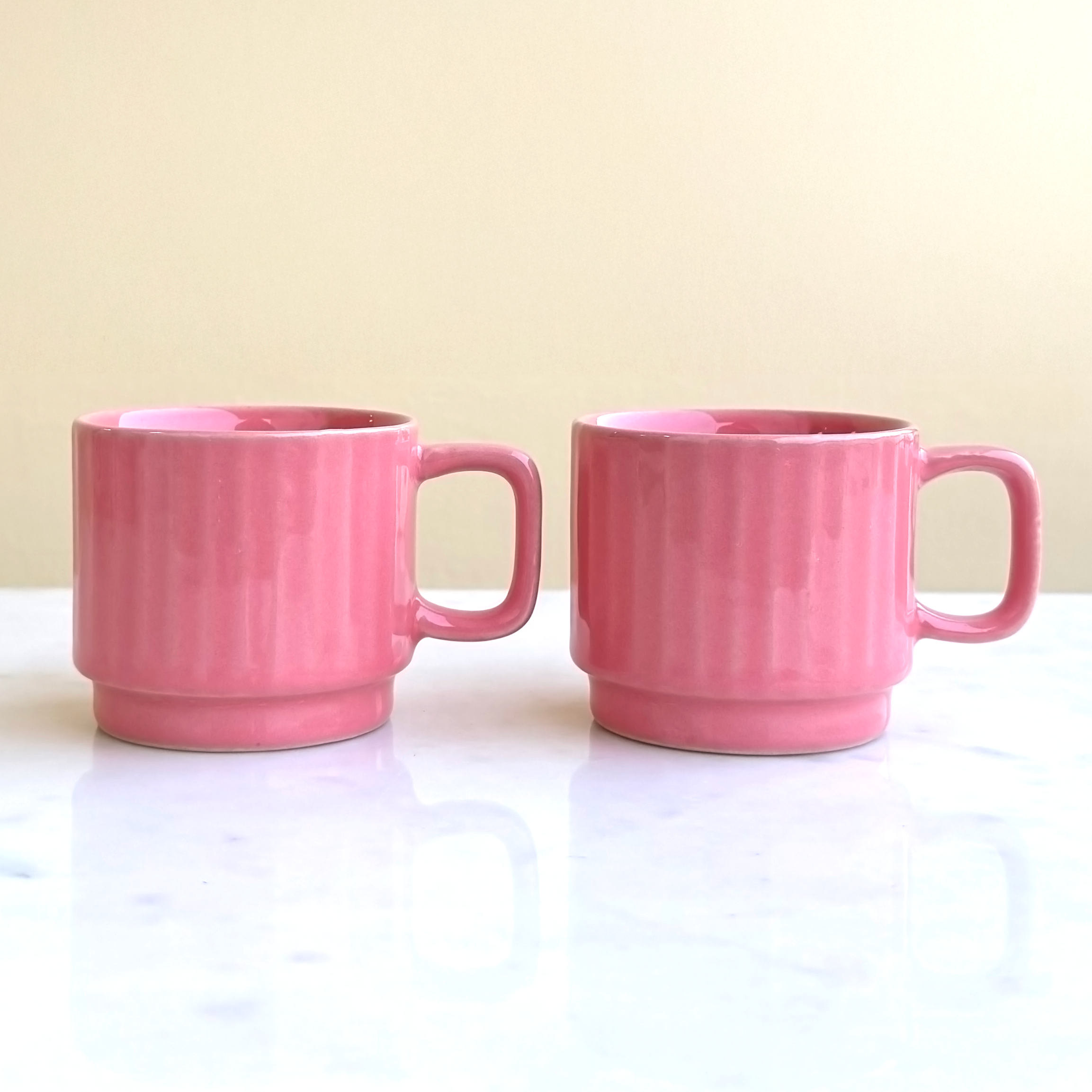Pink Ceramic Cups Set of 6