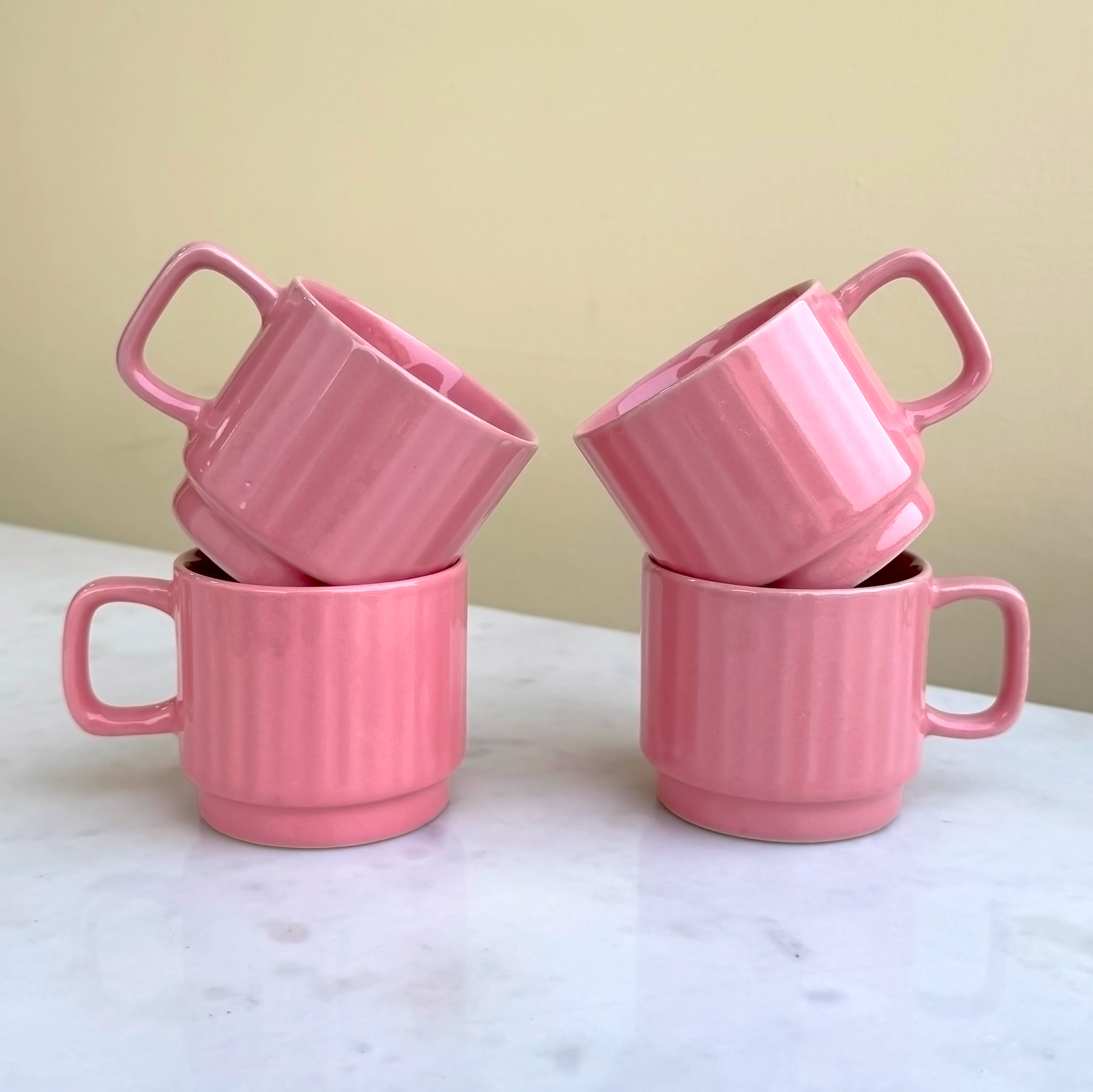 Pink Ceramic Cups Set of 6