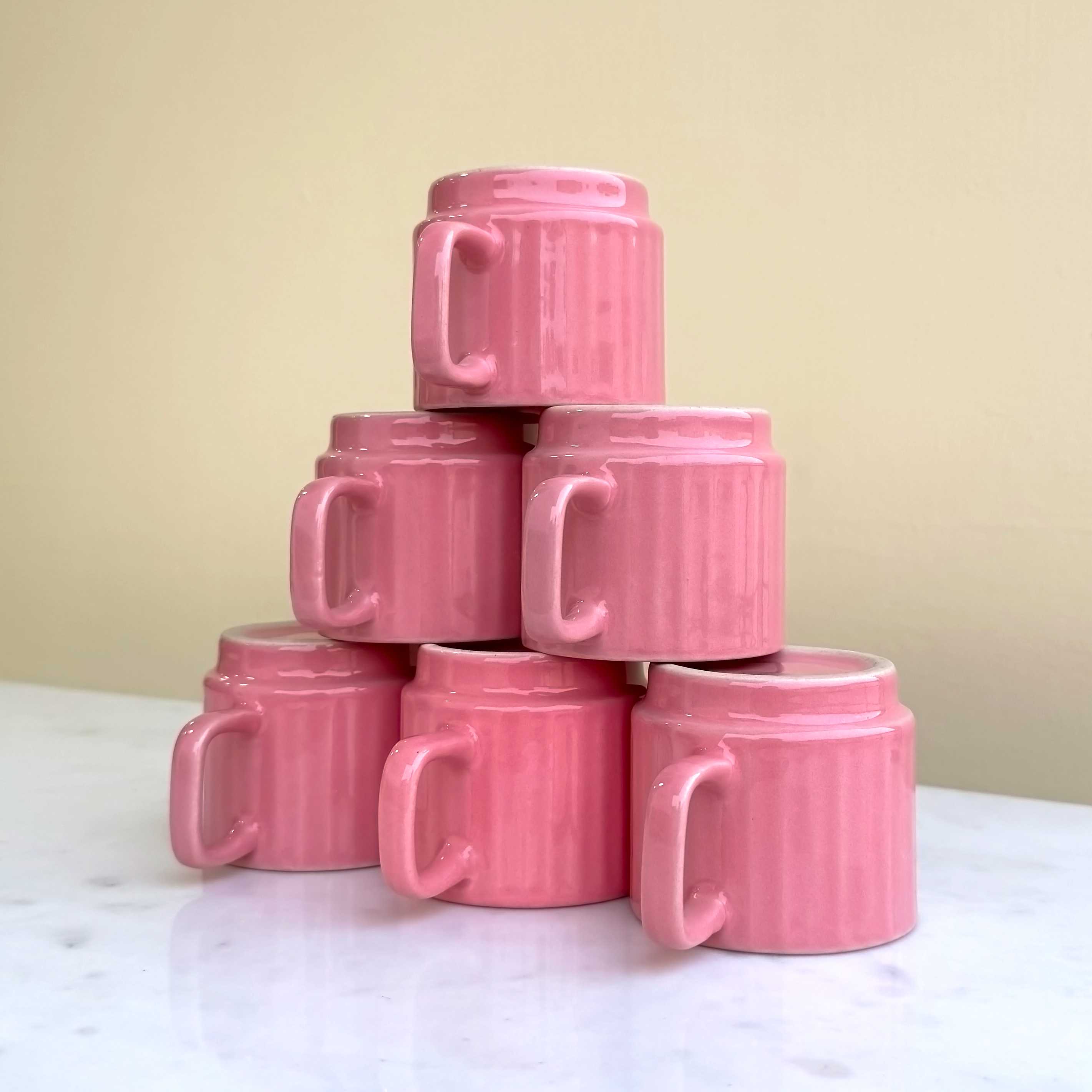 Pink Ceramic Cups Set of 6