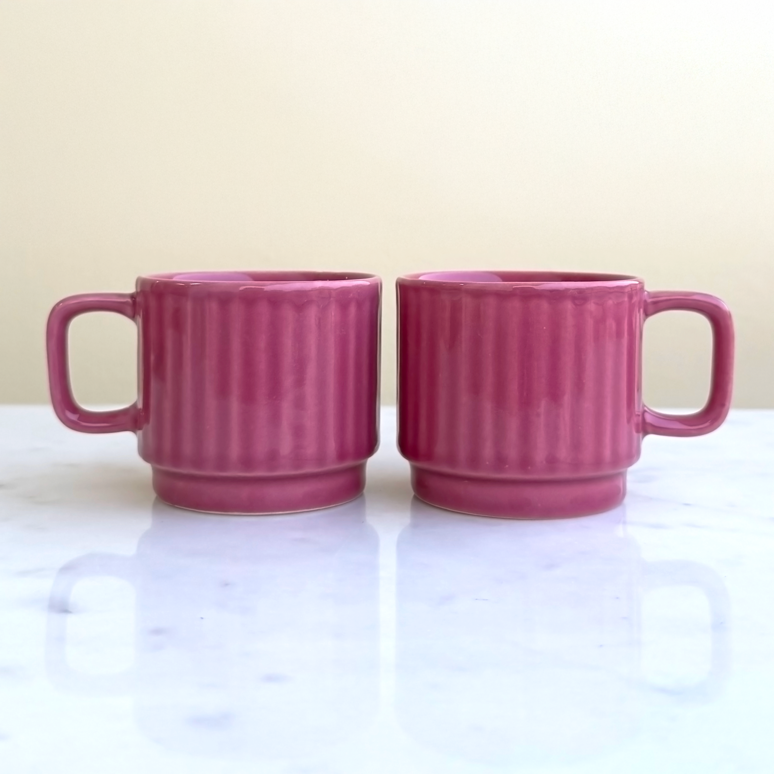 Deep Pink Ceramic Cups Set of 6