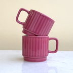 Deep Pink Ceramic Cups Set of 6