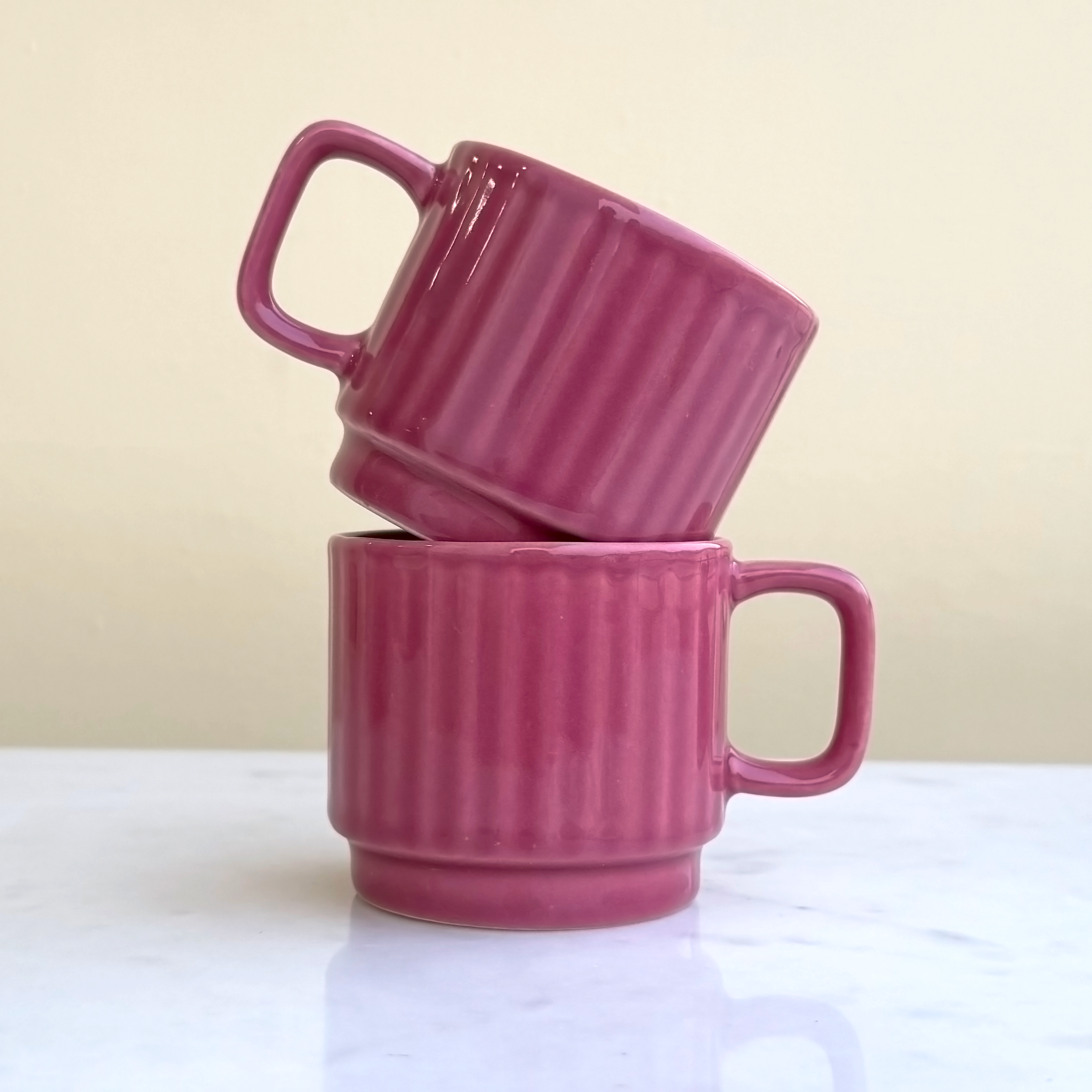 Deep Pink Ceramic Cups Set of 6
