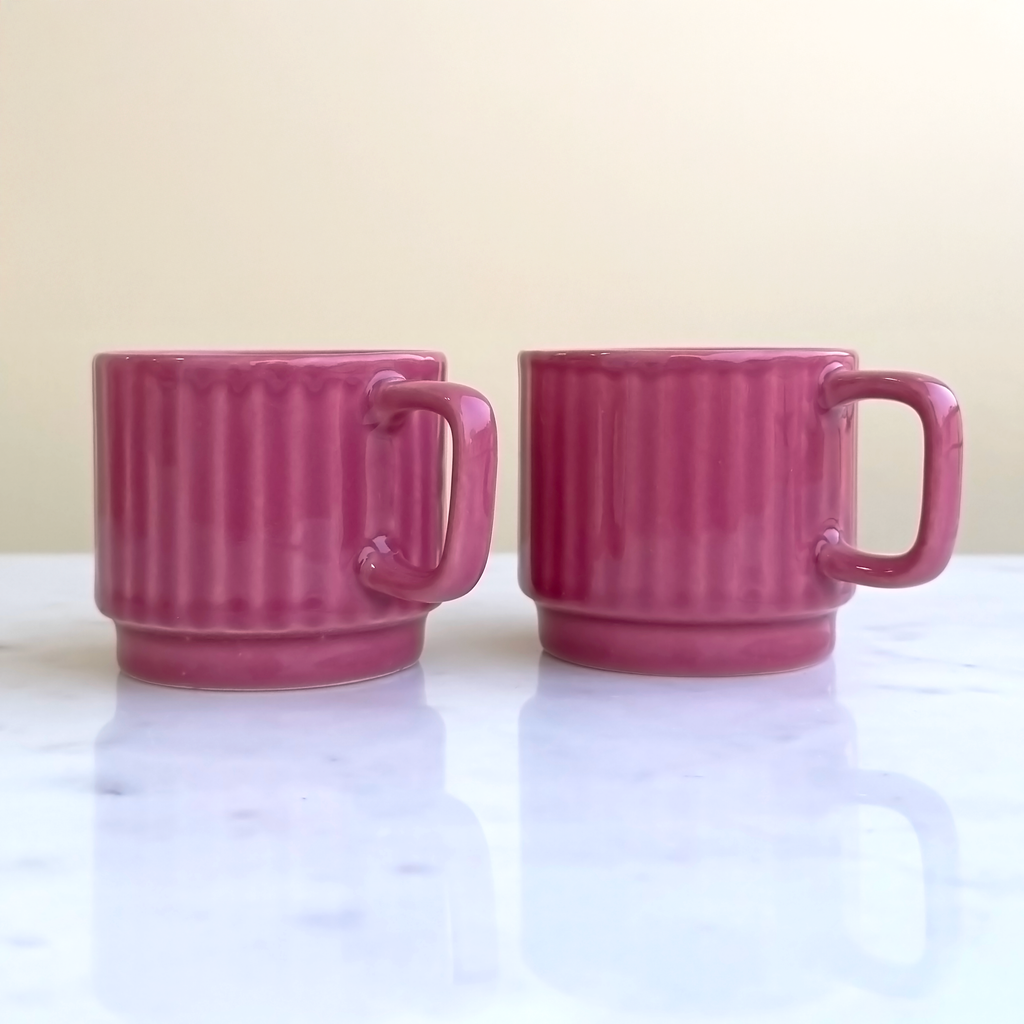 Deep Pink Ceramic Cups Set of 6