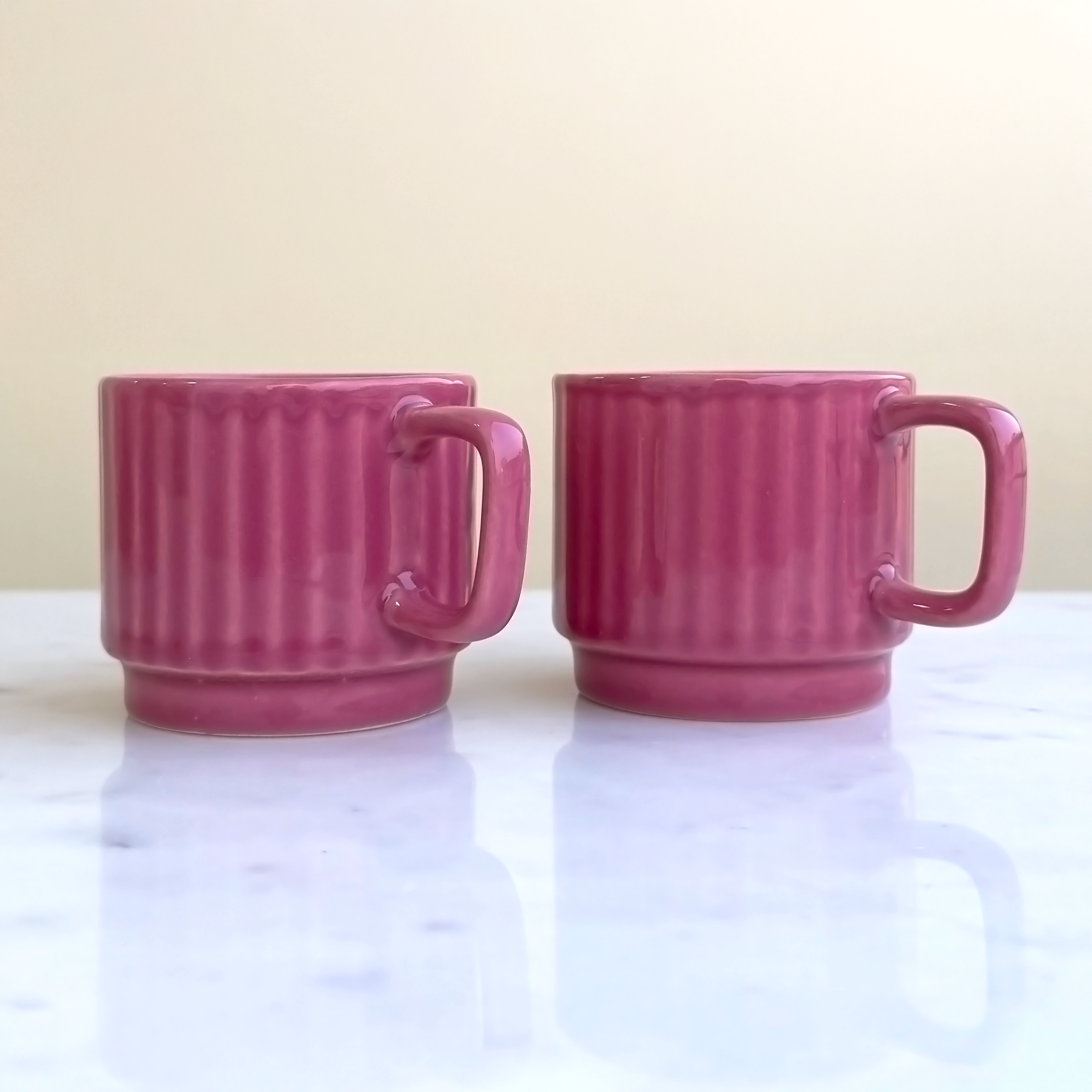Deep Pink Ceramic Cups Set of 6