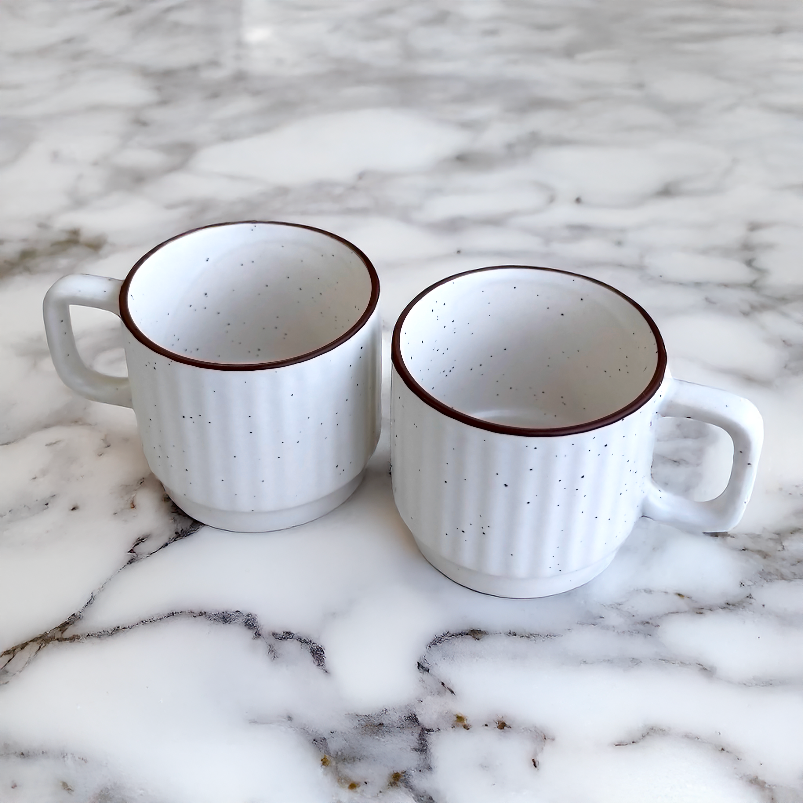 White Ceramic Cups Set of 6