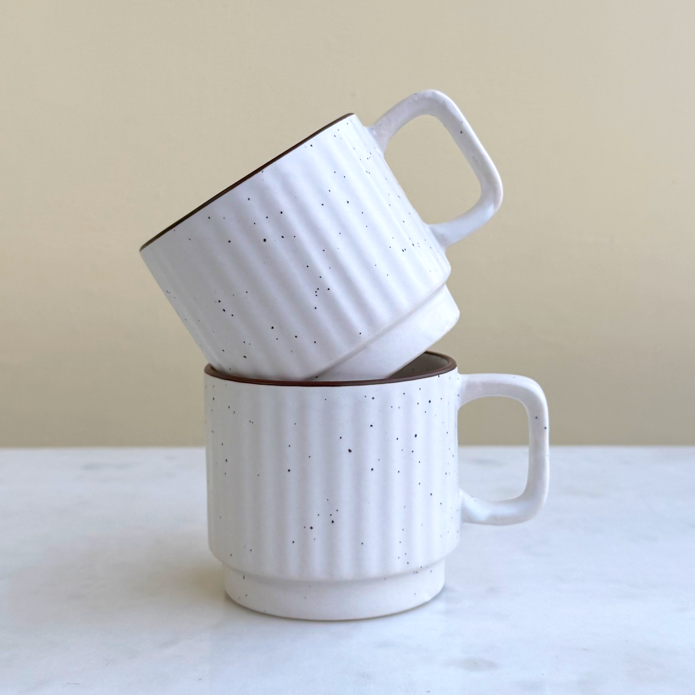 White Ceramic Cups Set of 6