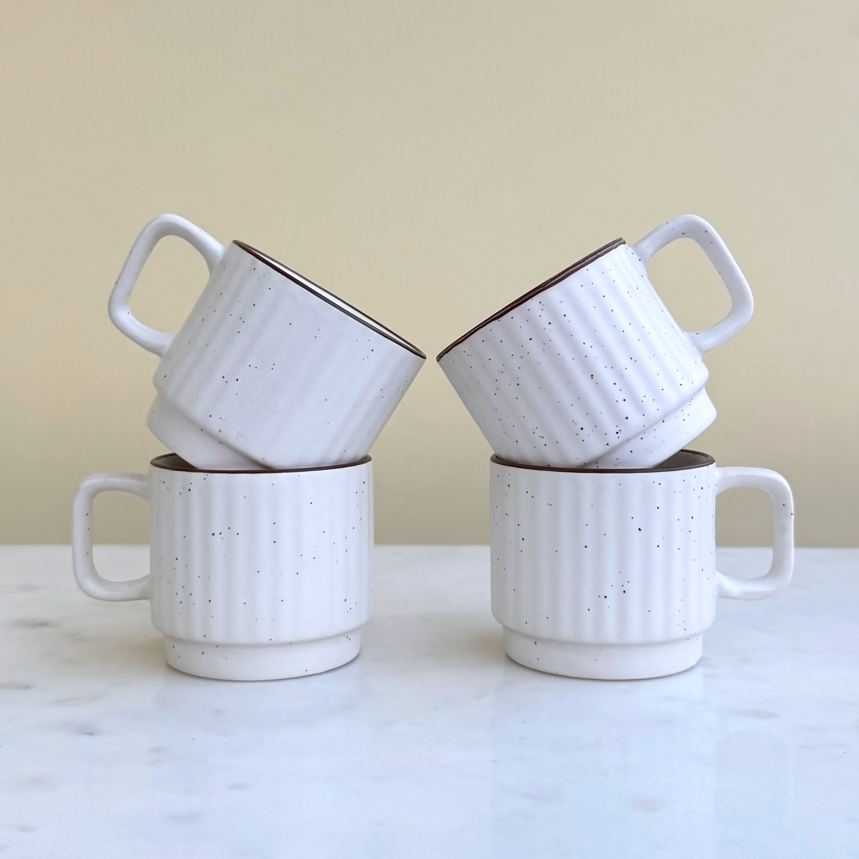 White Ceramic Cups Set of 6