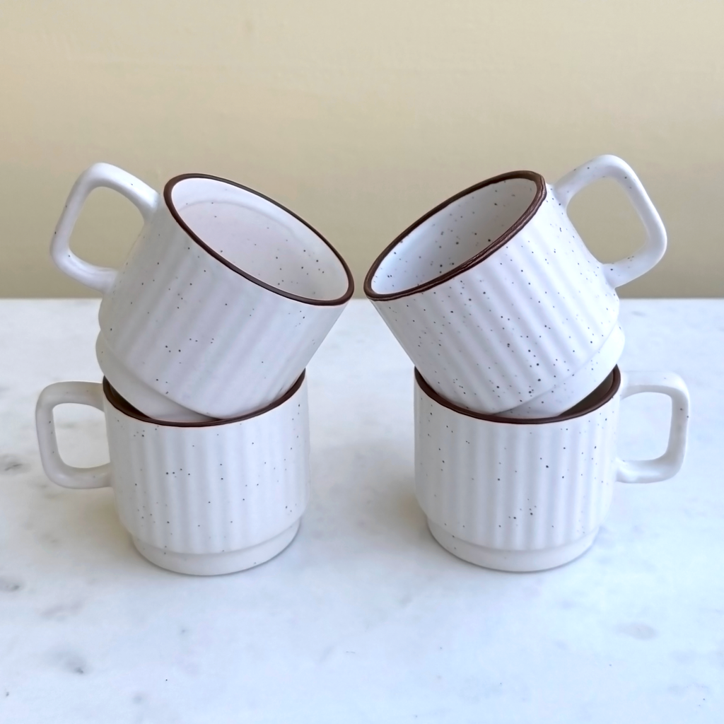 White Ceramic Cups Set of 6