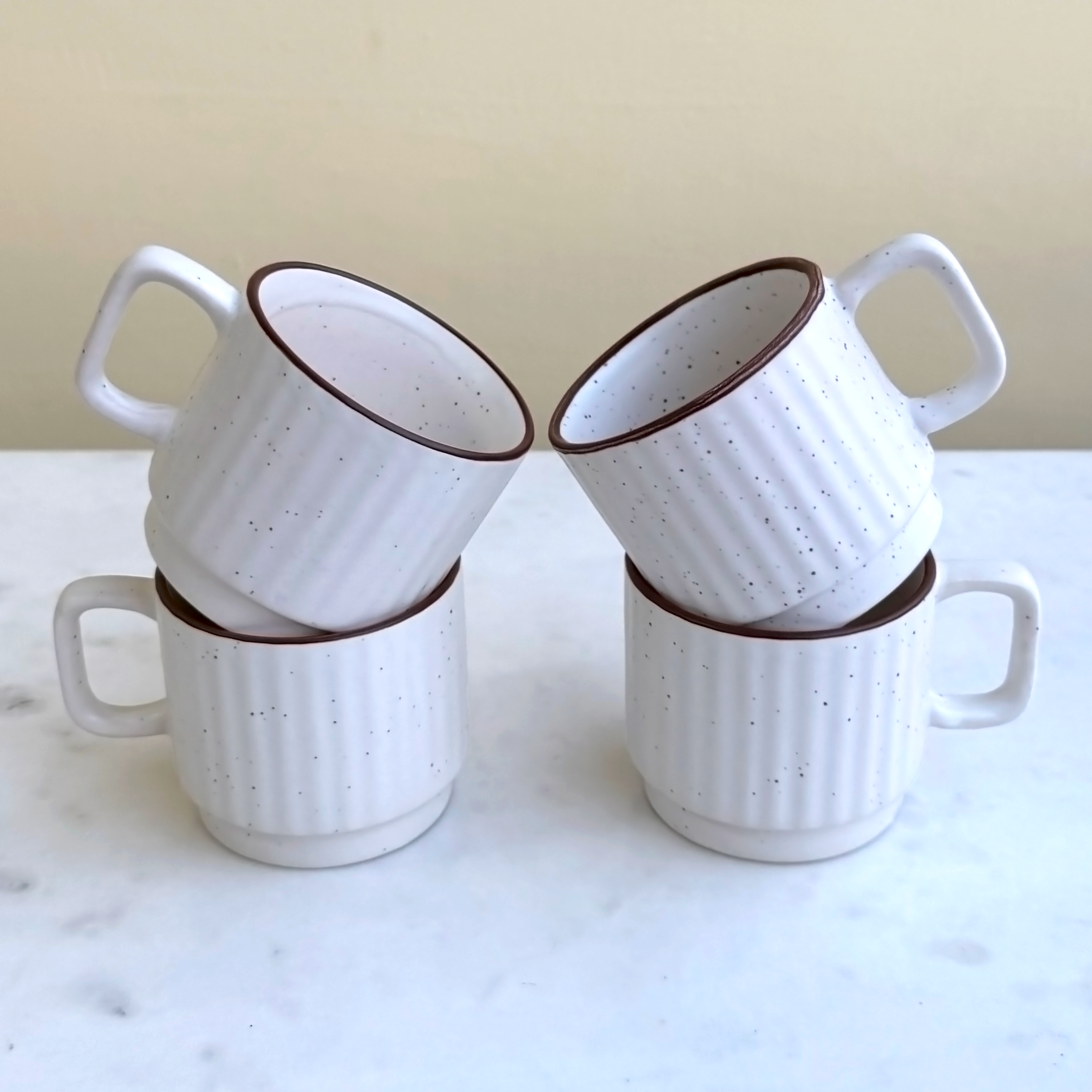 White Ceramic Cups Set of 6