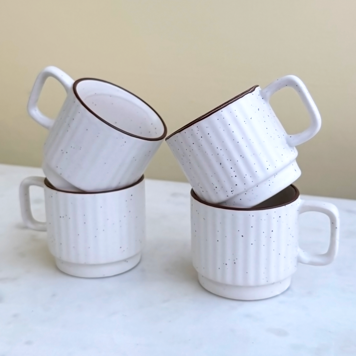White Ceramic Cups Set of 6