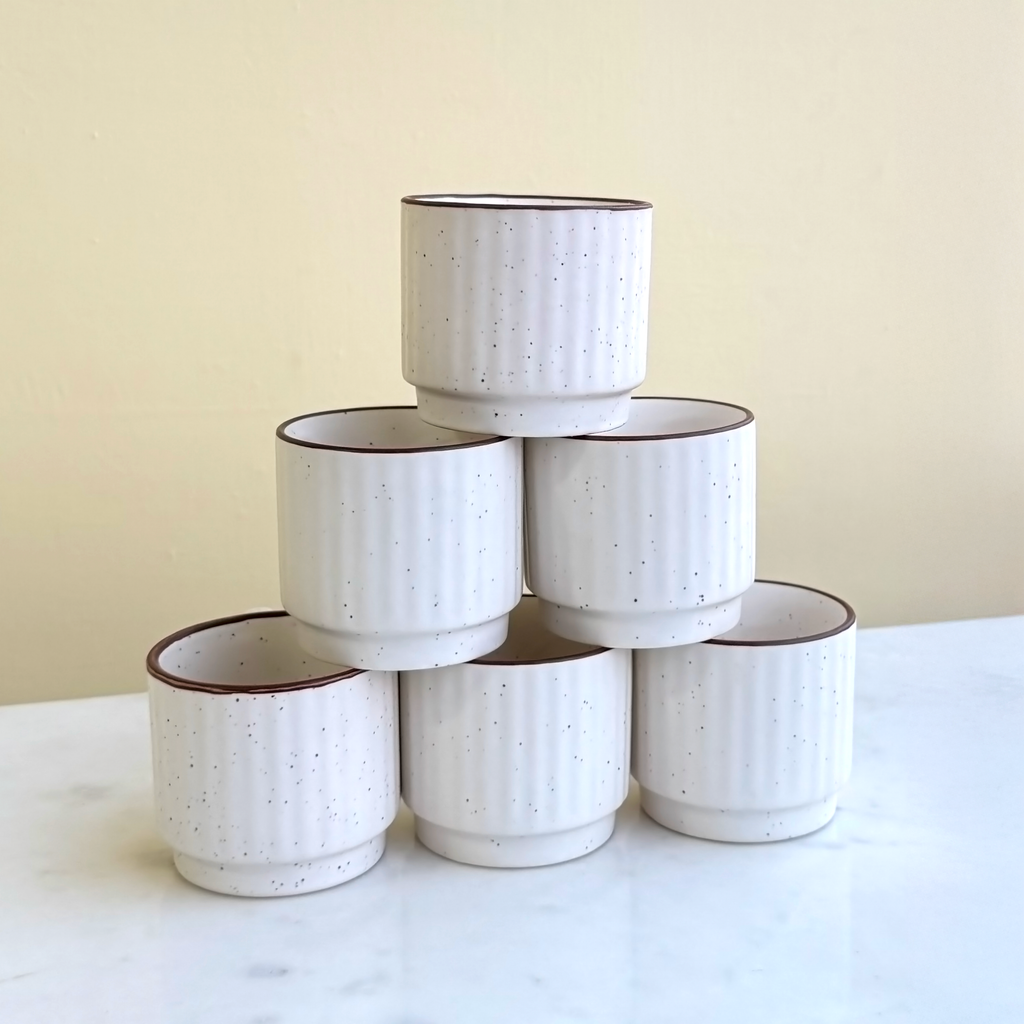 White Ceramic Cups Set of 6