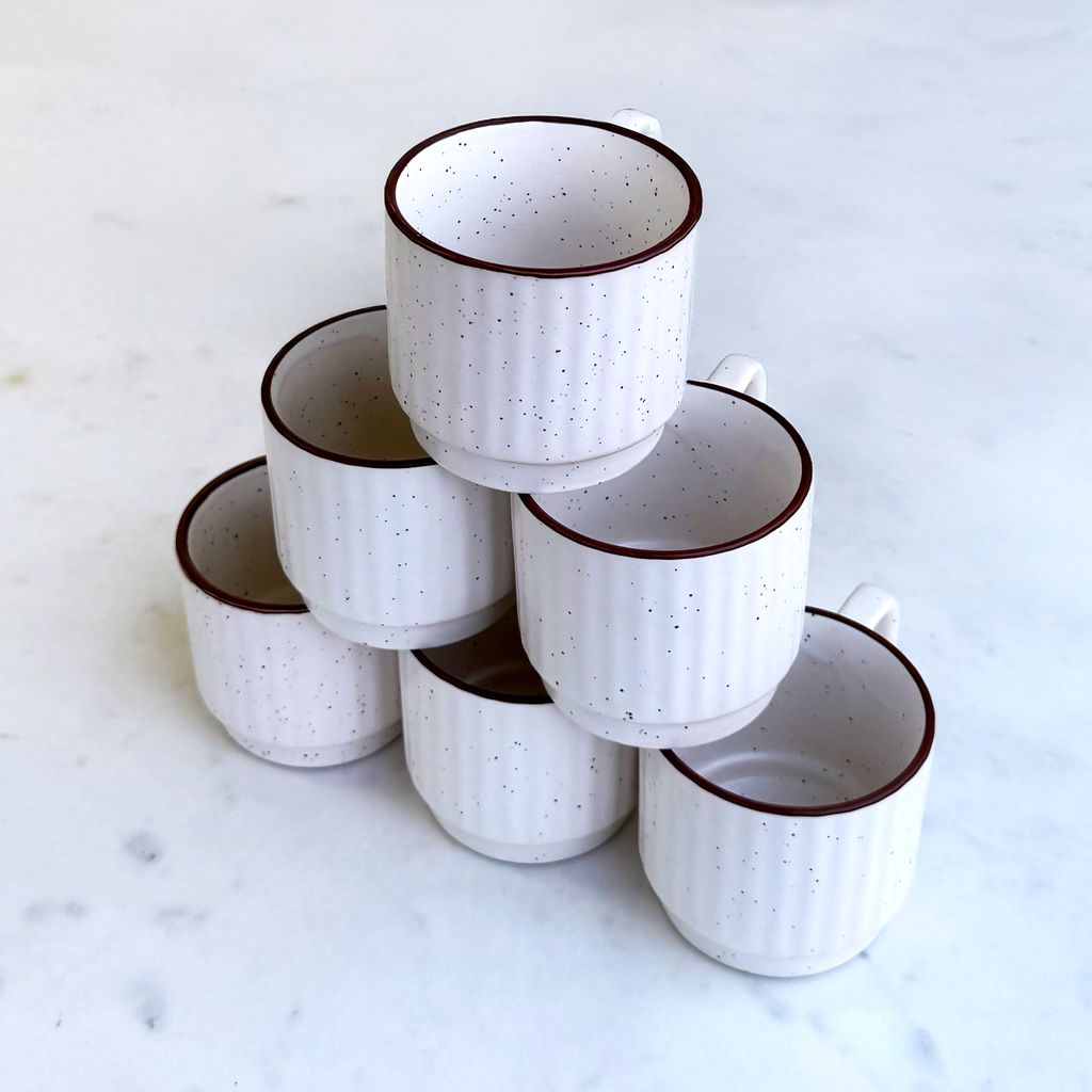 White Ceramic Cups Set of 6
