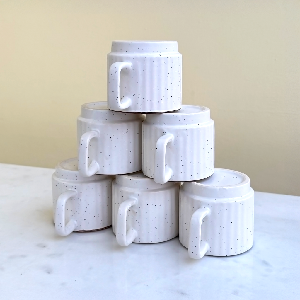 White Ceramic Cups Set of 6