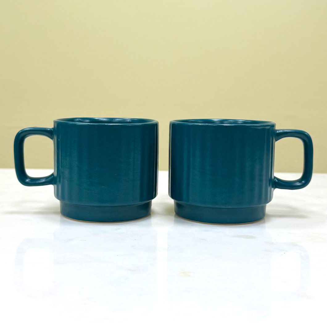 Teal Ceramic Cups Set of 6 | Casa Kriti