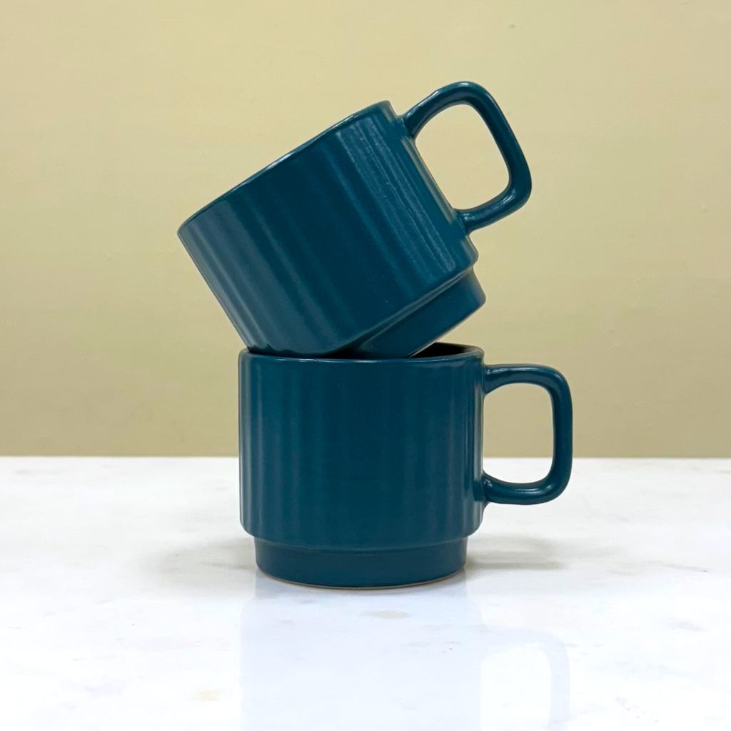 Teal Ceramic Cups Set of 6