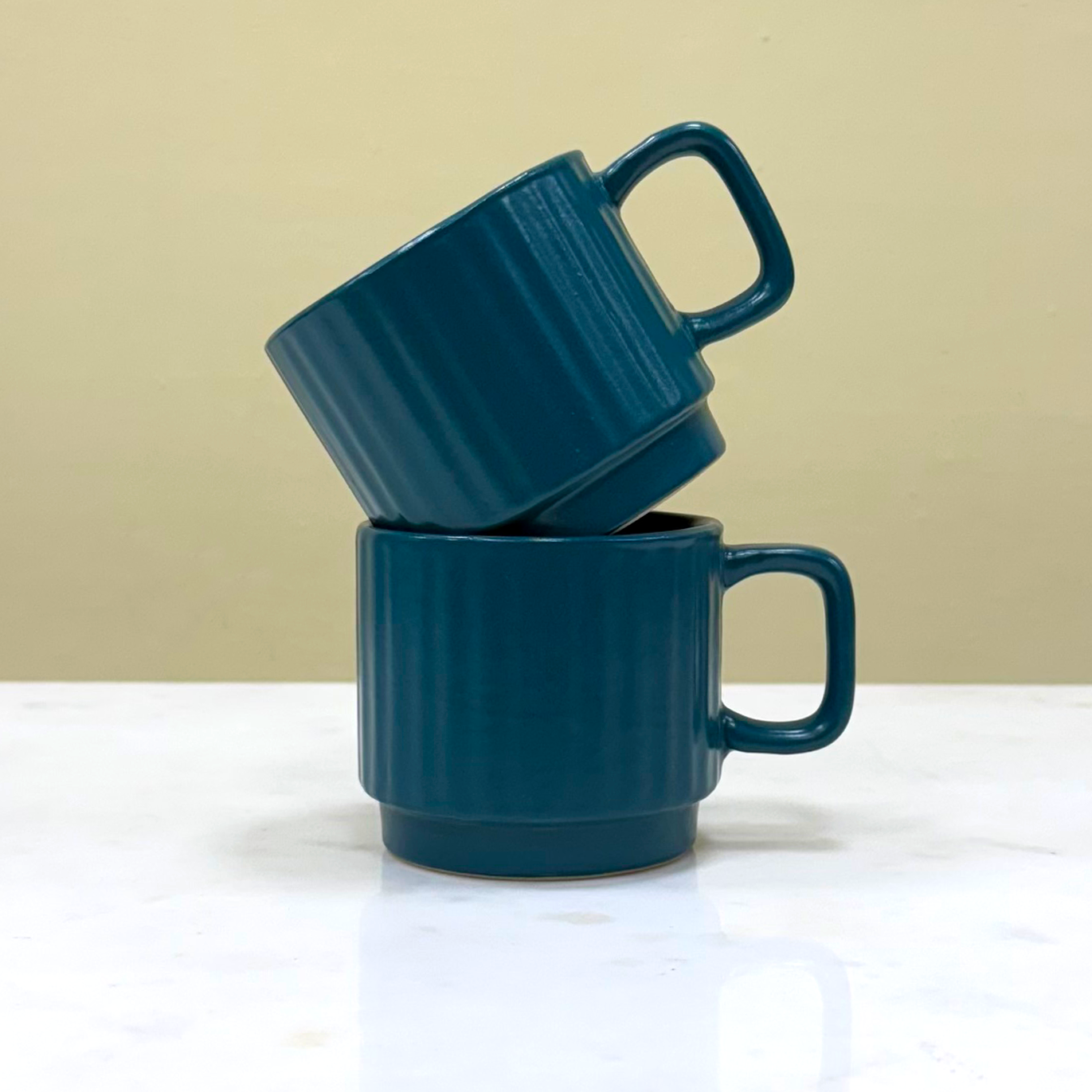 Teal Ceramic Cups Set of 6