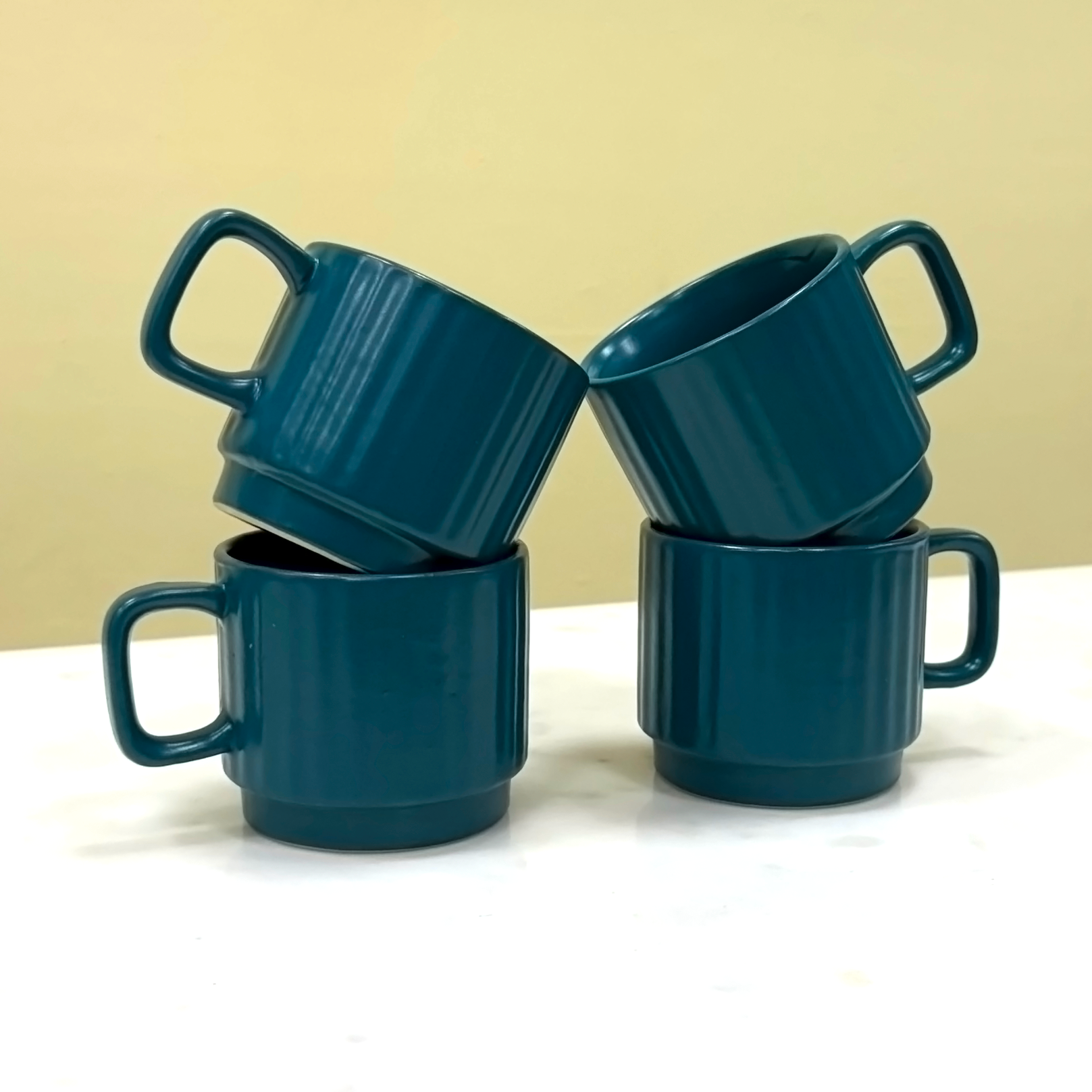 Teal Ceramic Cups Set of 6