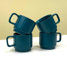 Load image into Gallery viewer, Teal Ceramic Cups Set of 6 | Casa Kriti
