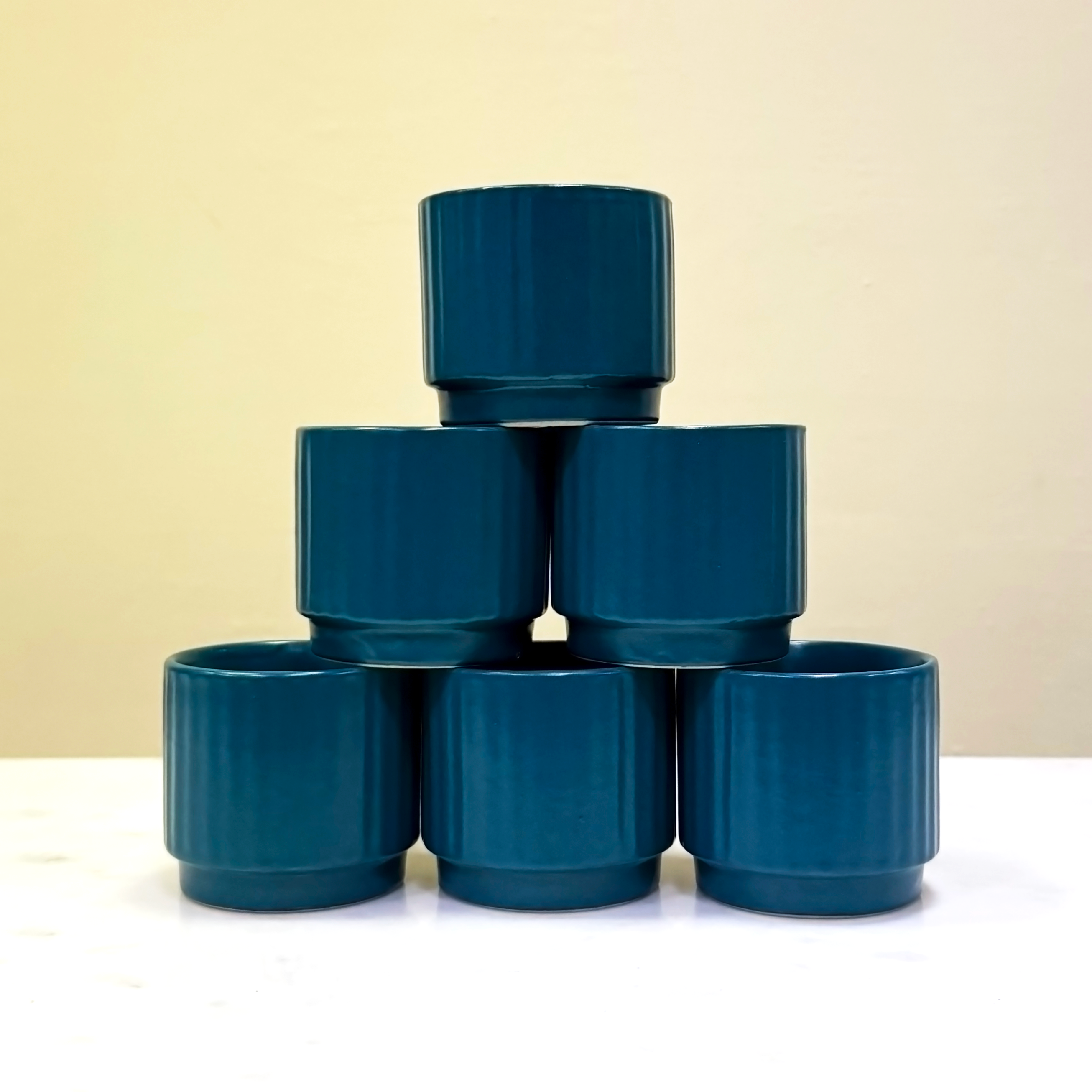 Teal Ceramic Cups Set of 6