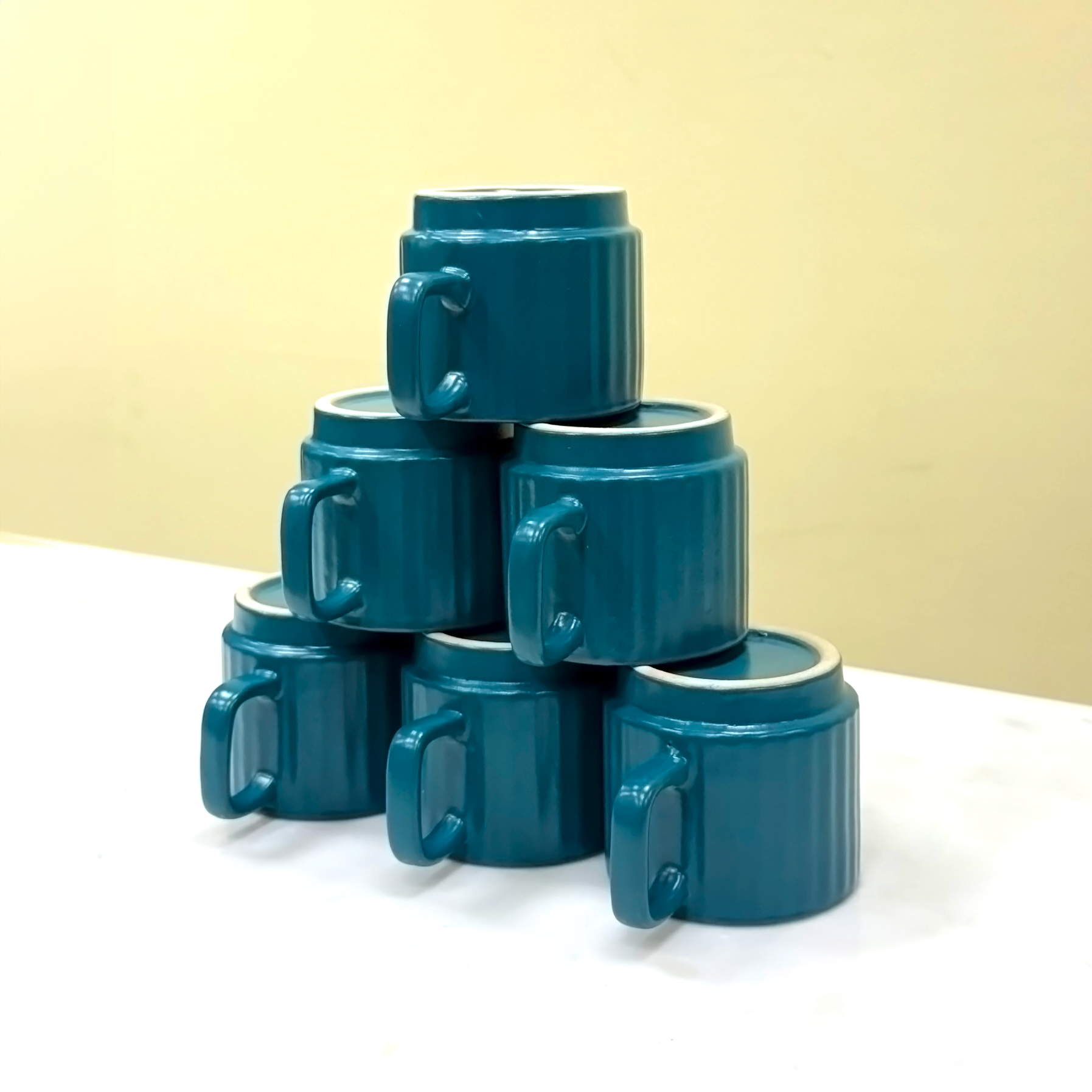 Teal Ceramic Cups Set of 6
