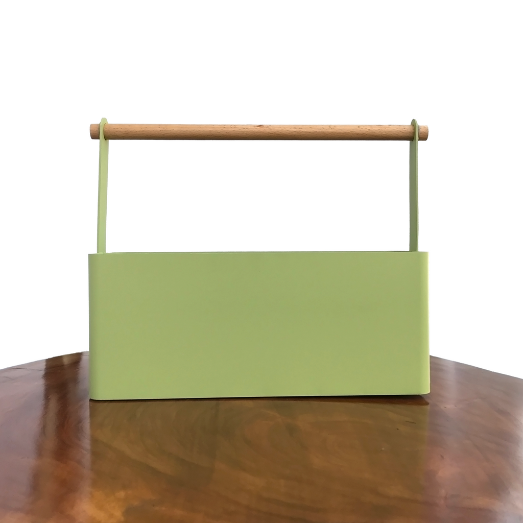 Matte Green Kitchen Organizer with Wooden Handle | Casa Kriti