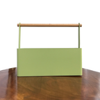 Matte Green Kitchen Organizer with Wooden Handle | Casa Kriti