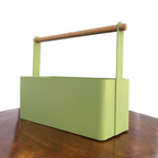 Matte Green Kitchen Organizer with Wooden Handle | Casa Kriti