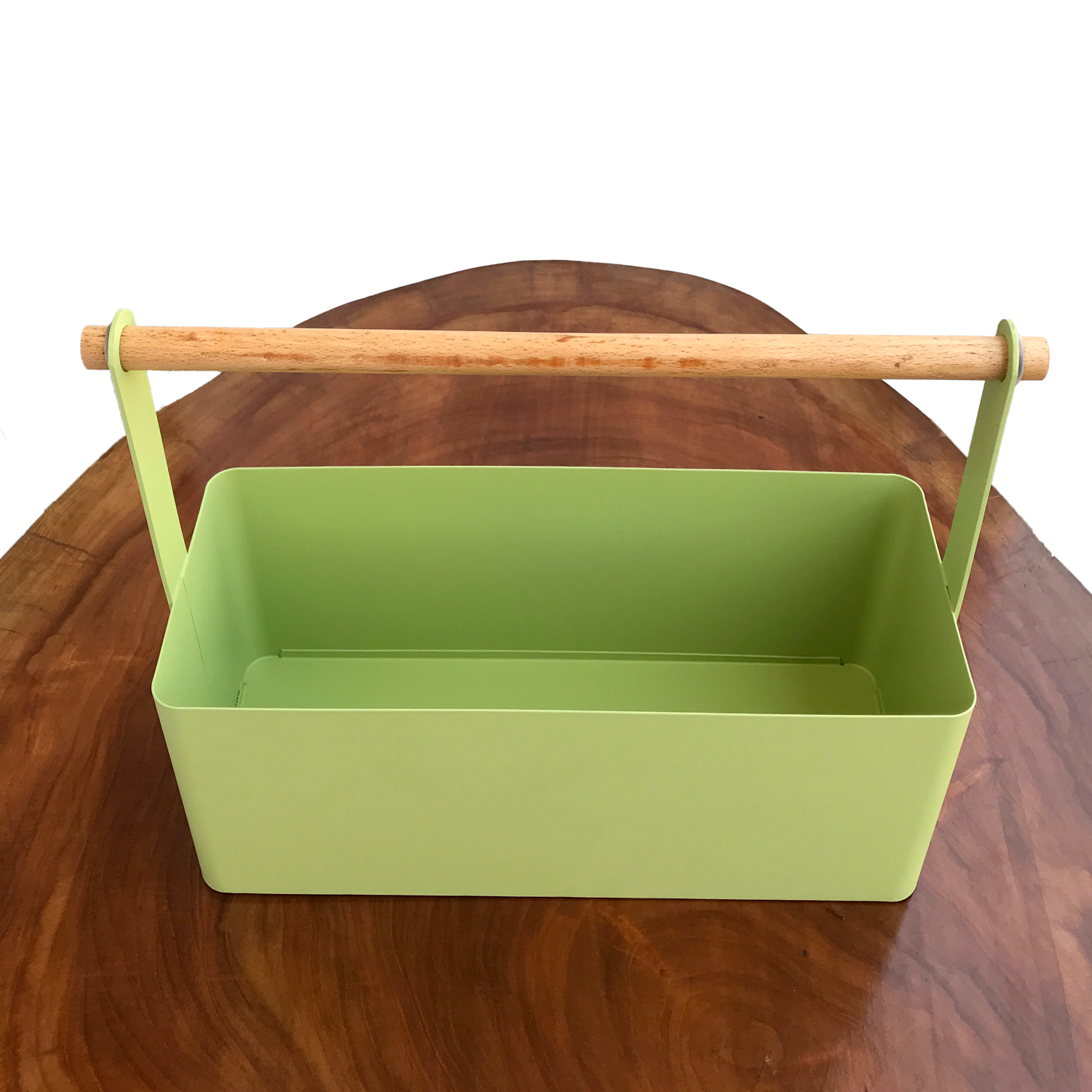 Matte Green Kitchen Organizer with Wooden Handle | Casa Kriti
