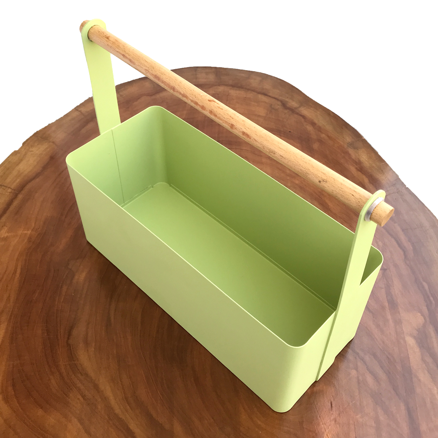 Matte Green Kitchen Organizer with Wooden Handle | Casa Kriti