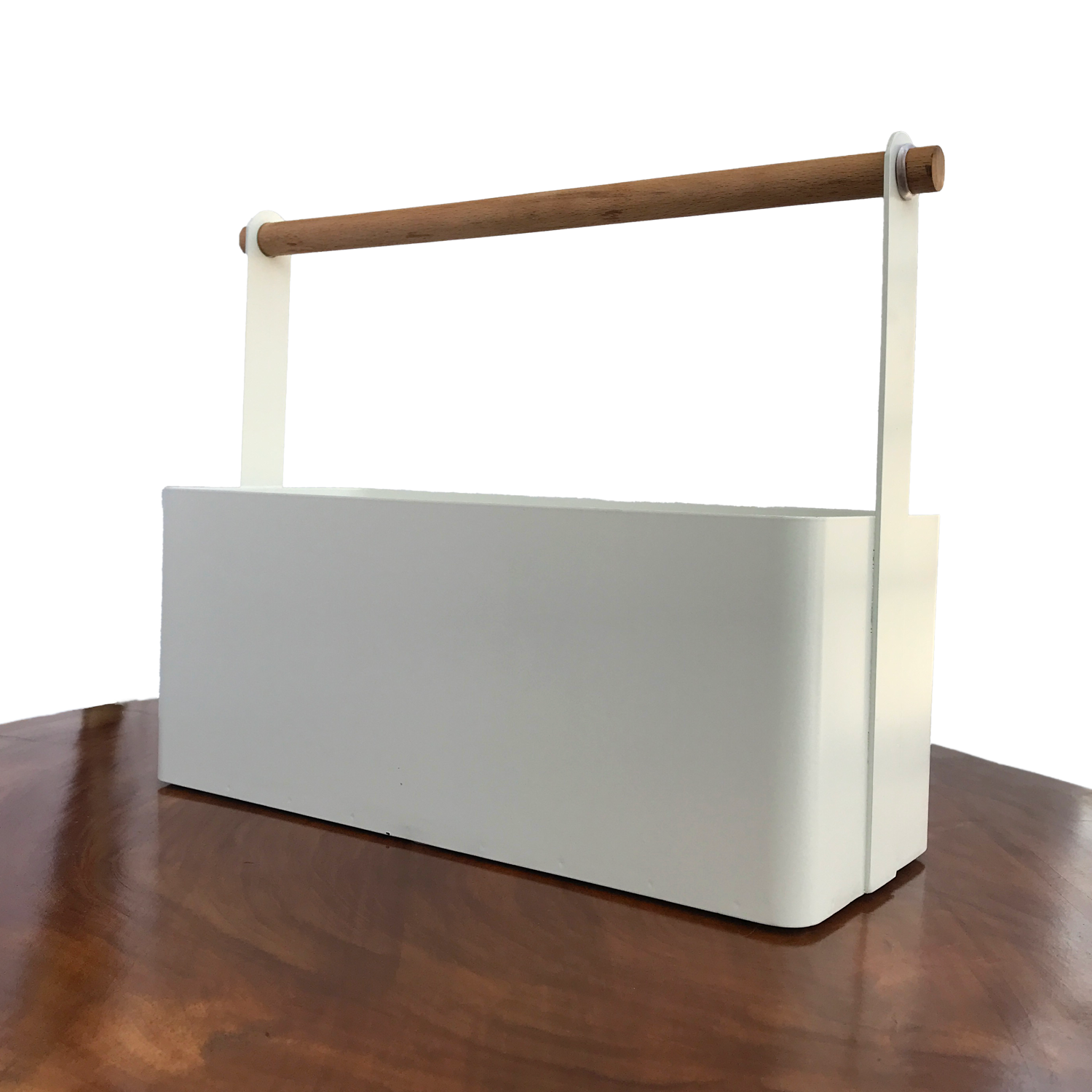 White Kitchen Organizer with Wooden Handle | Casa Kriti