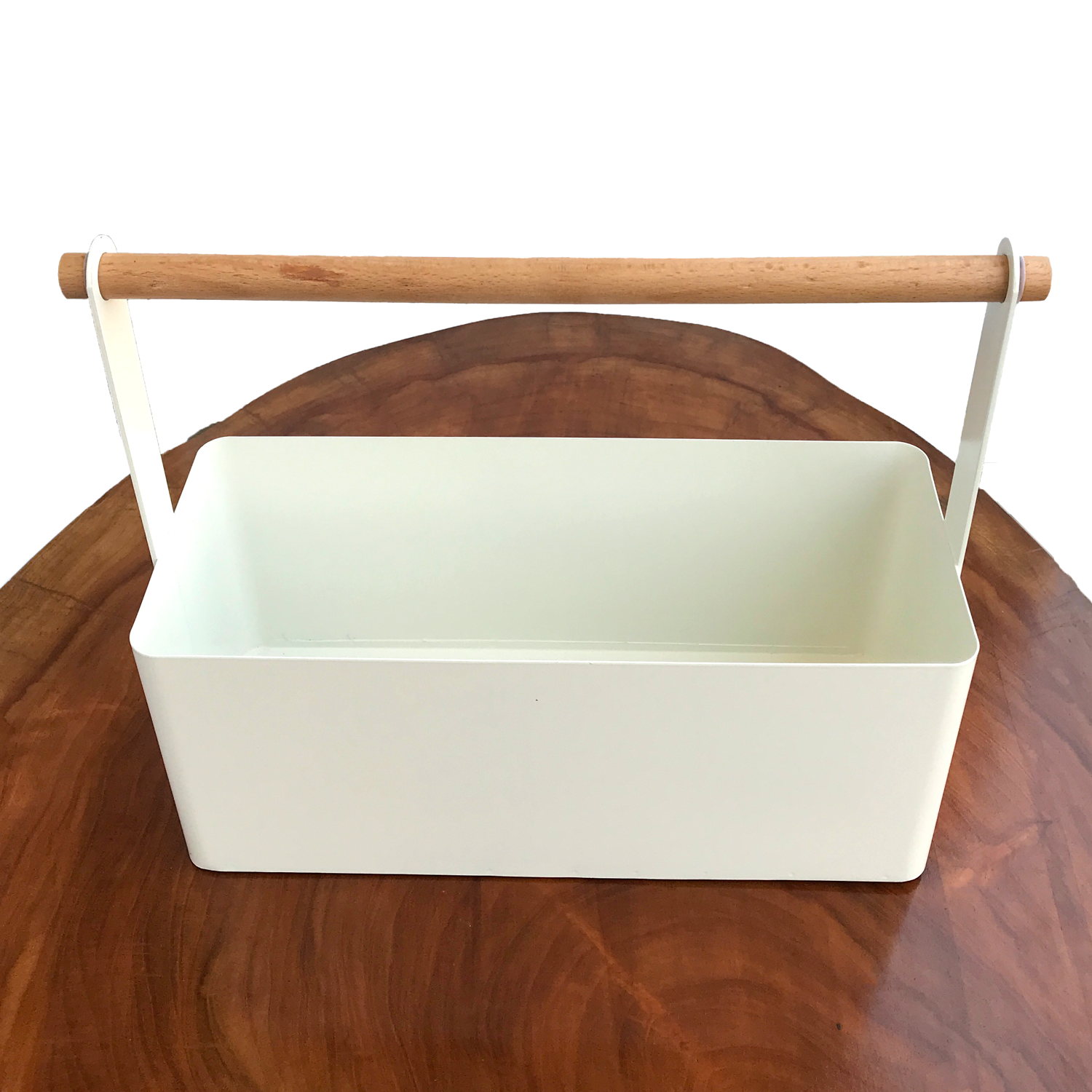 White Kitchen Organizer with Wooden Handle | Casa Kriti