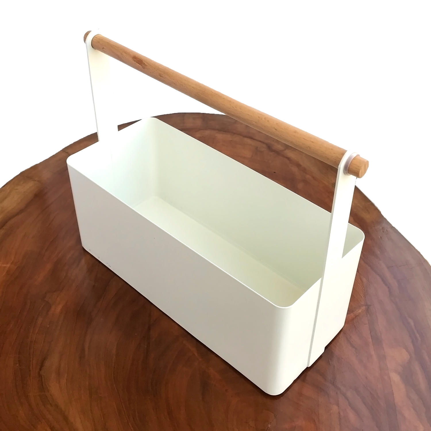 White Kitchen Organizer with Wooden Handle | Casa Kriti