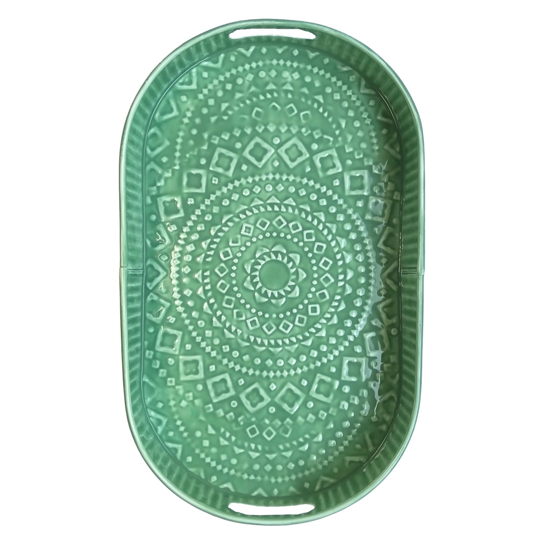 Large Green Serving Tray | Casa Kriti
