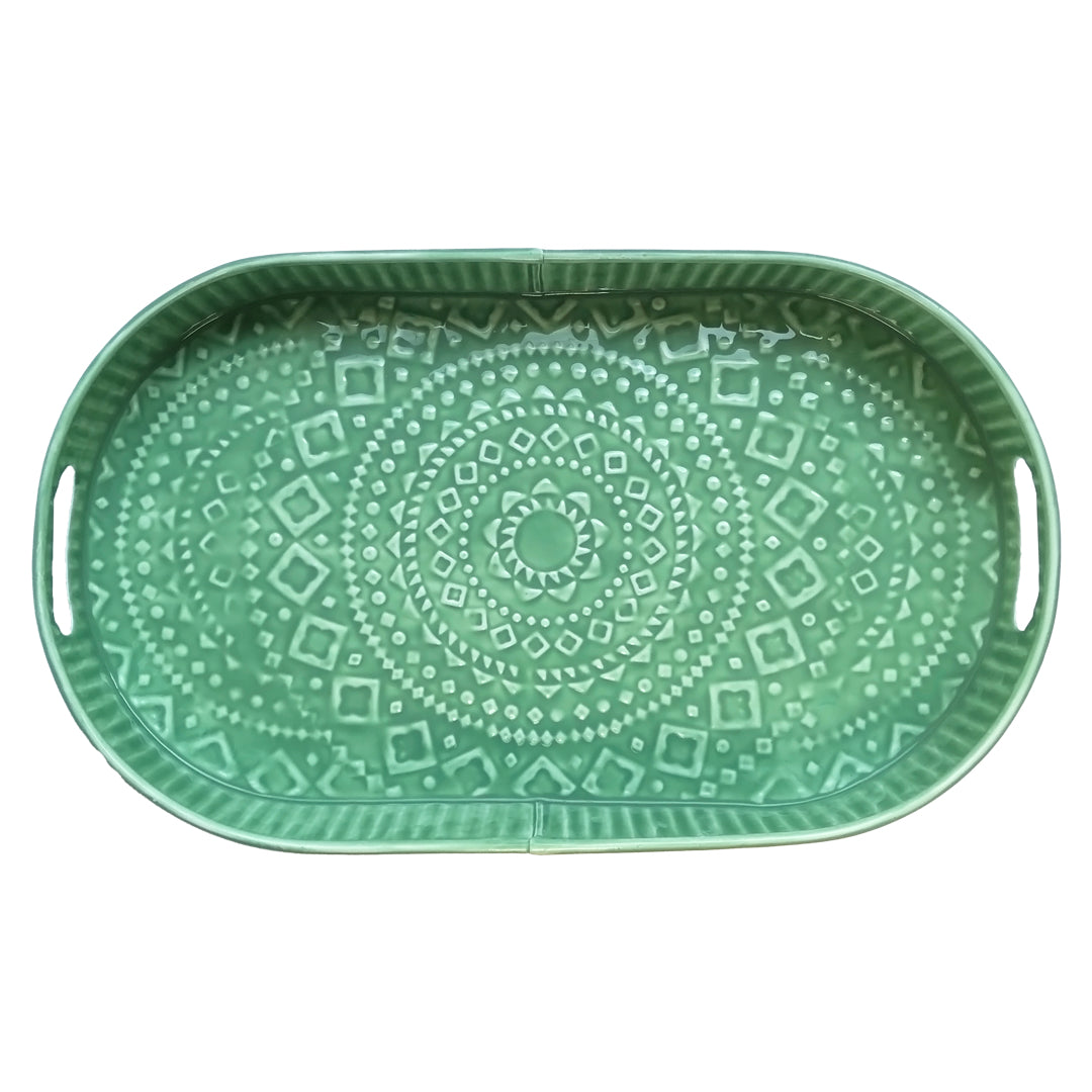 Large Green Serving Tray | Casa Kriti