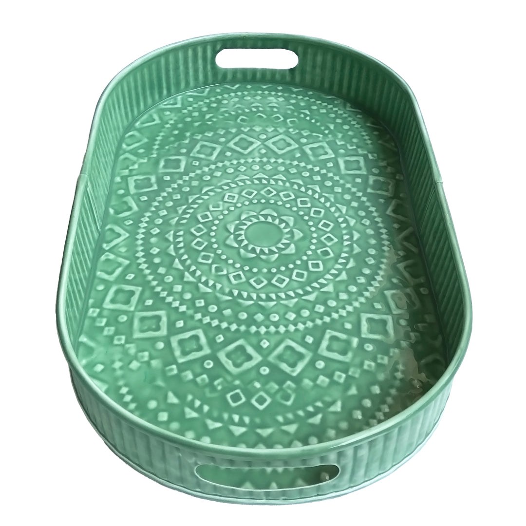 Large Green Serving Tray | Casa Kriti