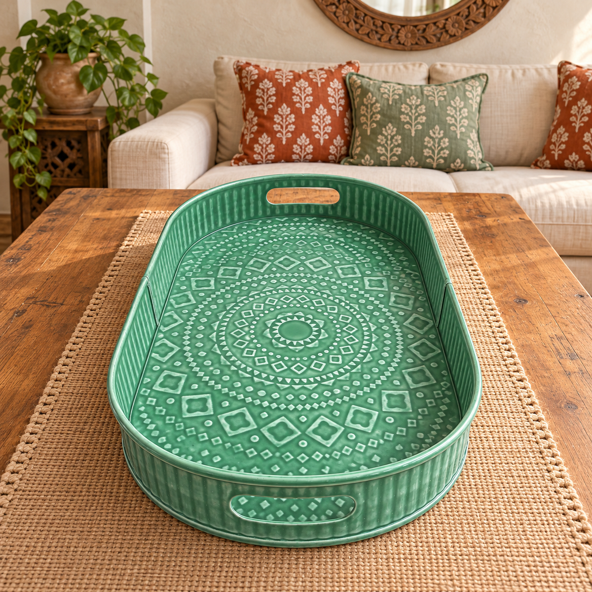 Large Green Serving Tray