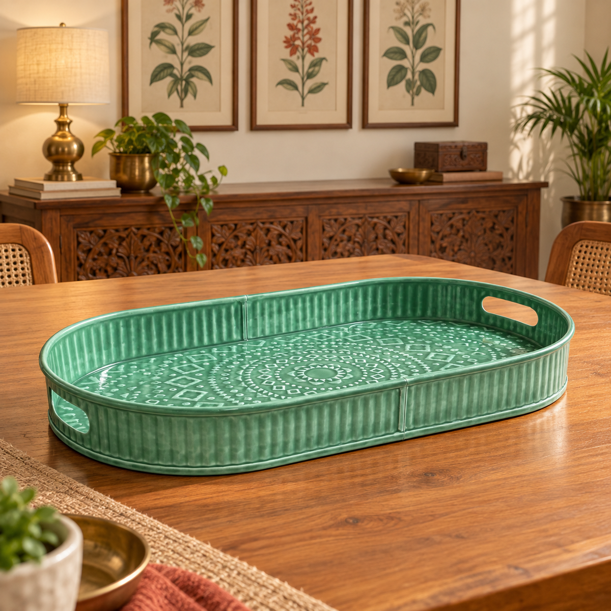 Large Green Serving Tray